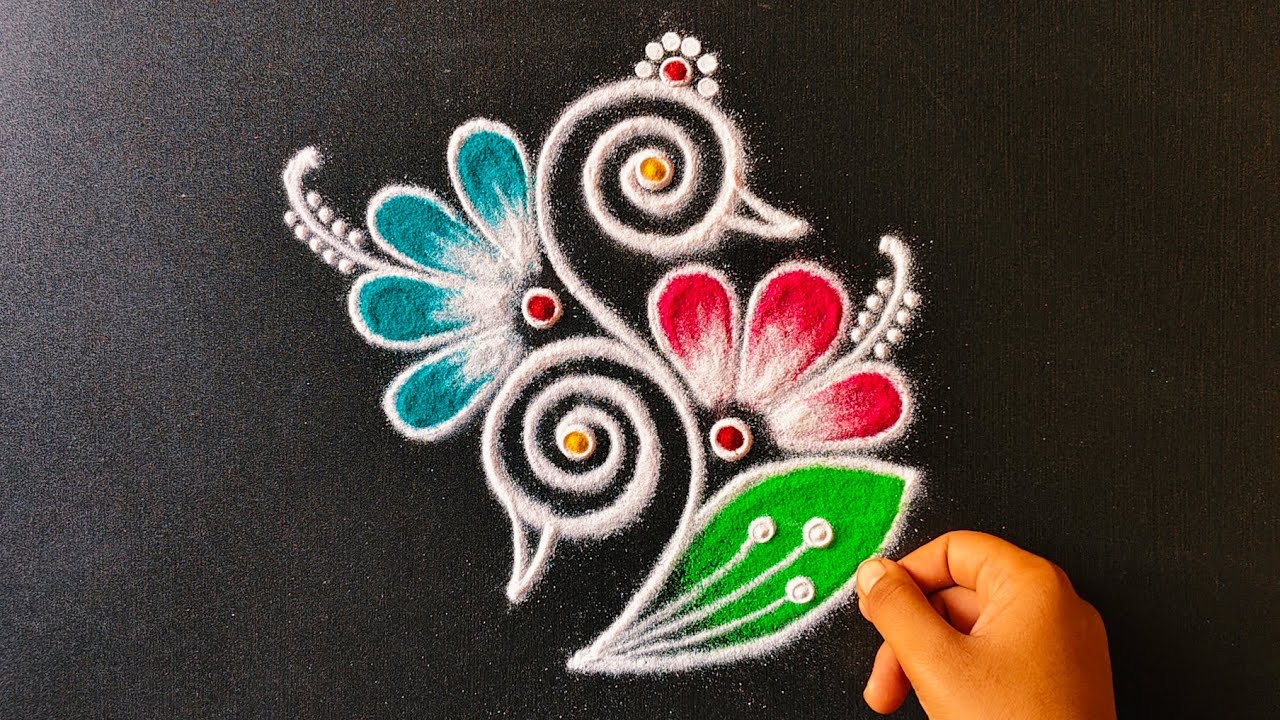 daily use rangoli || rangoli || rangoli design || rangoli kolam || muggulu || freehand rangoli