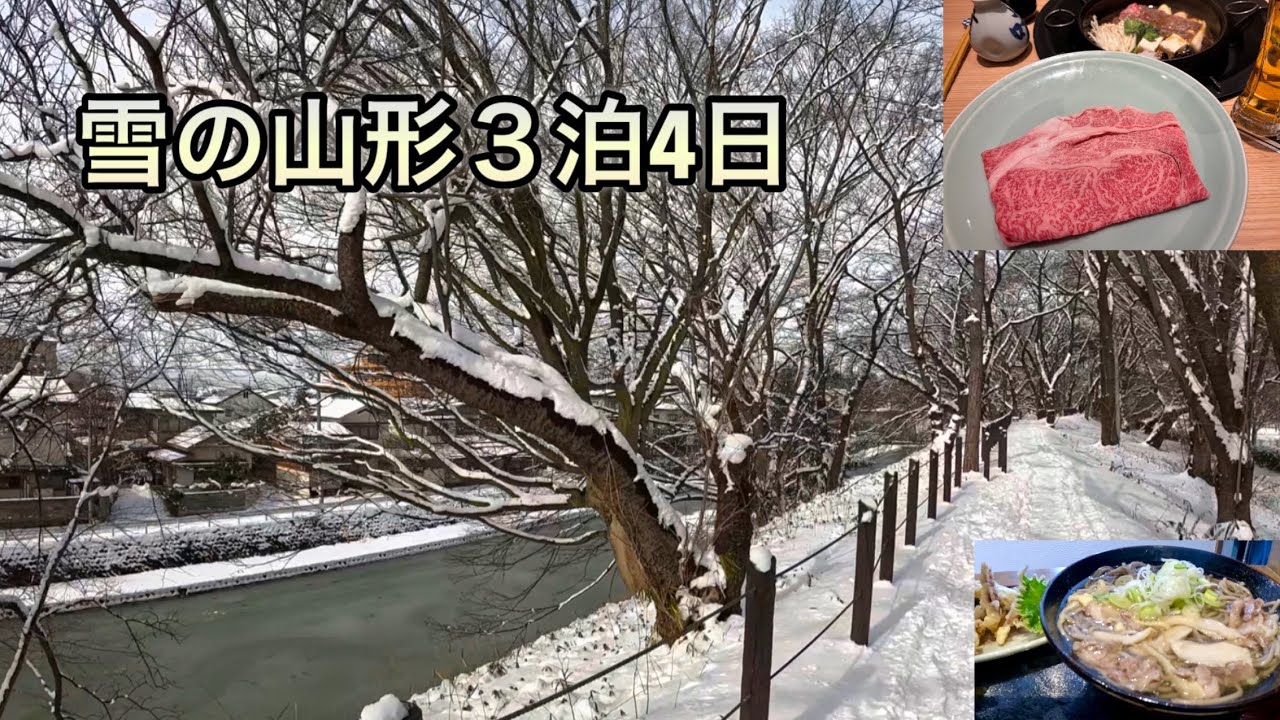 冬の山形3泊4日｜①雪の城跡と米沢牛の夜