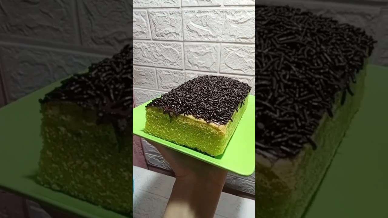 bolu pandan topping coklat 🍫🍫🍫🍫 #bolpan #bolupandan #bolupandancoklat