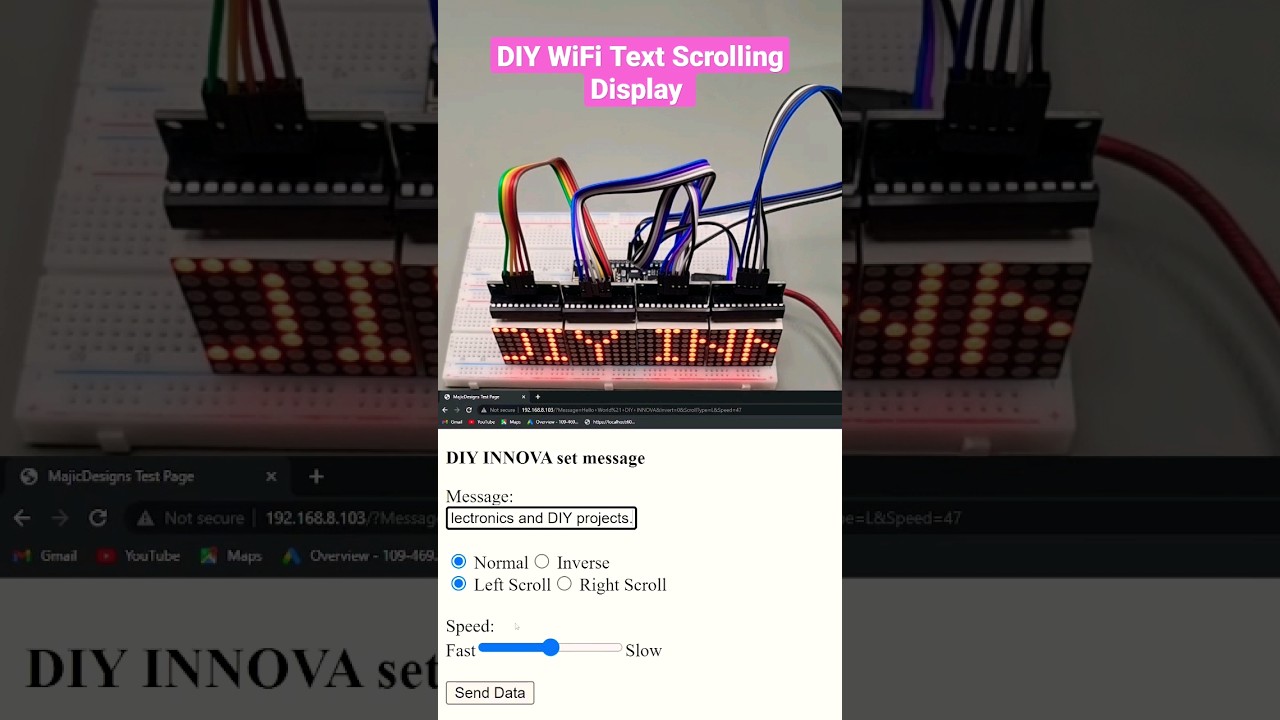 DIY WiFi Text Scrolling Display using ESP8266 and MAX7219 8x8 LED Matrix 😲😲 #diy #arduino #shorts