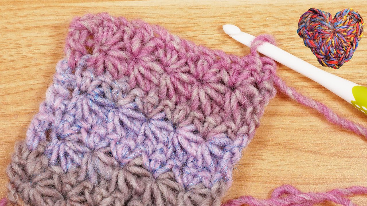 Häkeln | Sternen Muster | Einfache Anleitung in Reihen | Winter Muster für Mützen & Stirnbänder