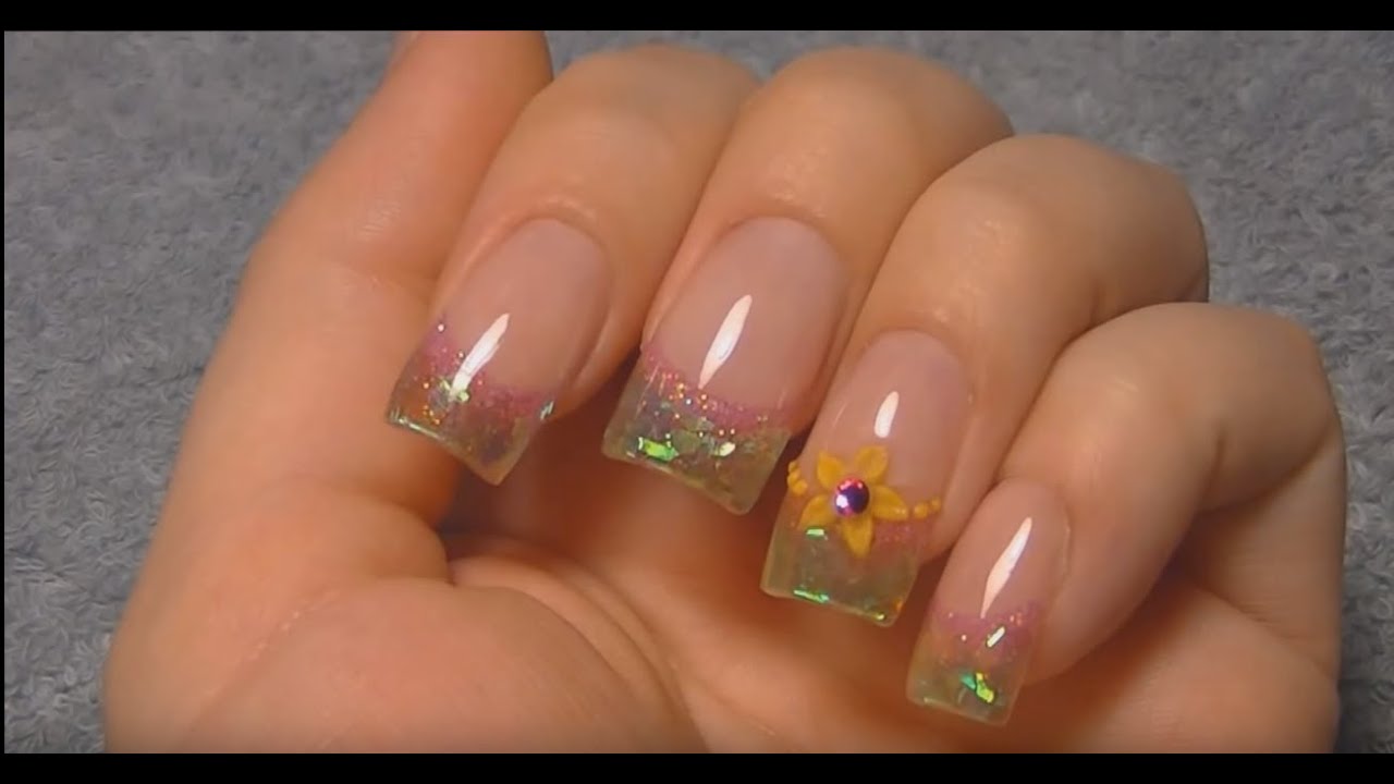 Acrylic Nails Tutorial - Lime flakes