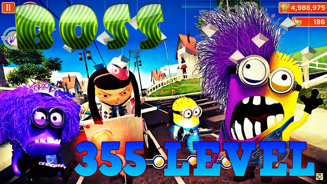 Despicable Me 2: Minion Rush 355 Level Residental Area MAP BOSS LEVEL, Vampire Skin Angry Minion