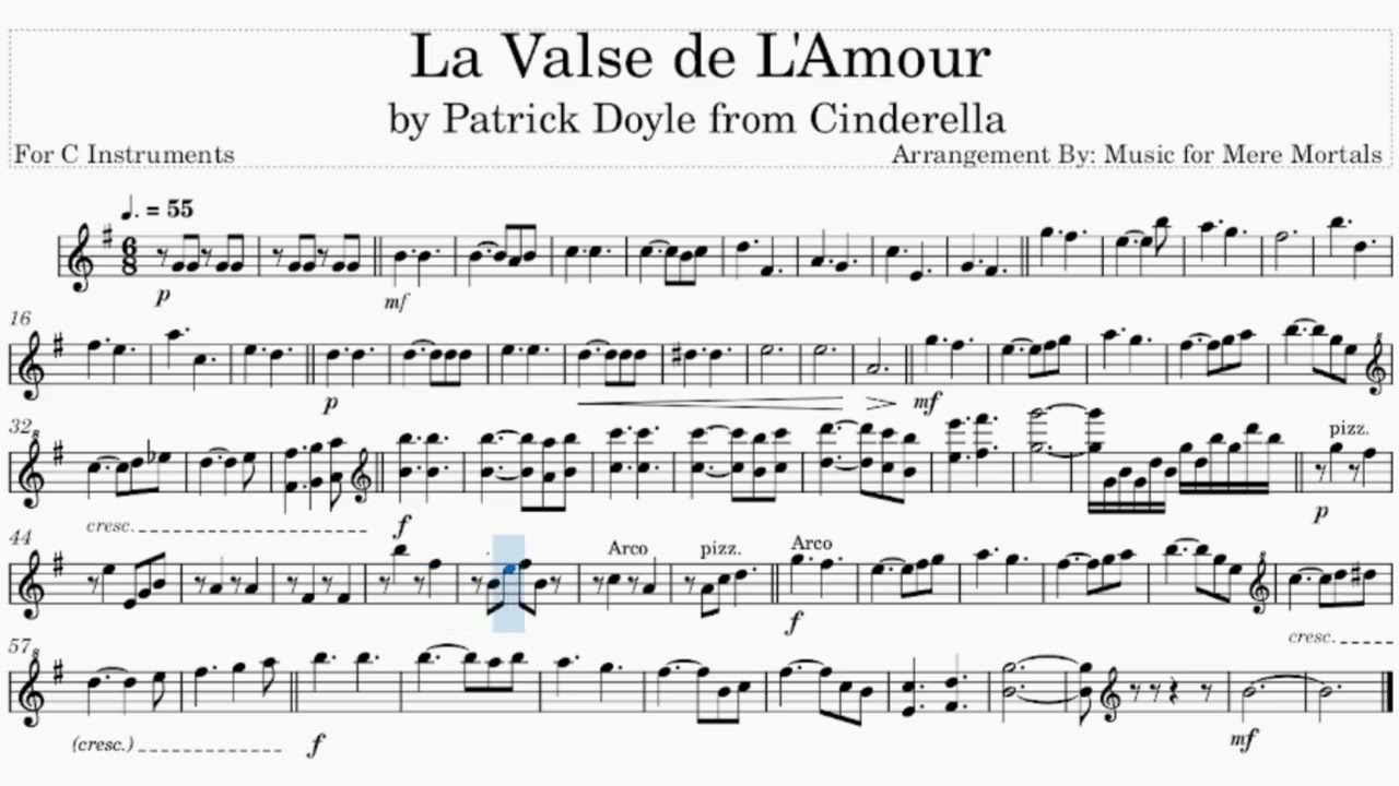 La Valse De L'Amour - from Cinderella - Play Along for C Instruments
