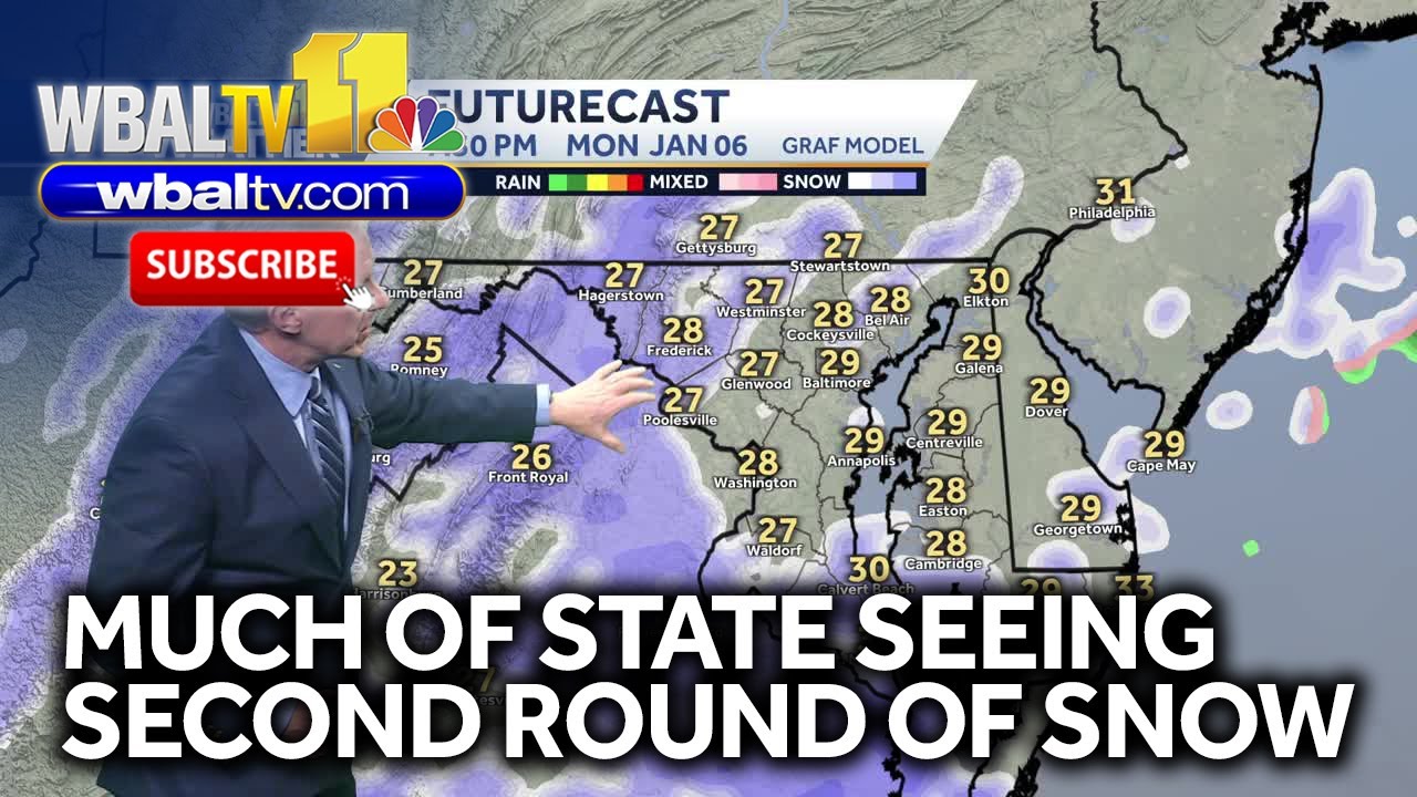 Second round of snow moves across region