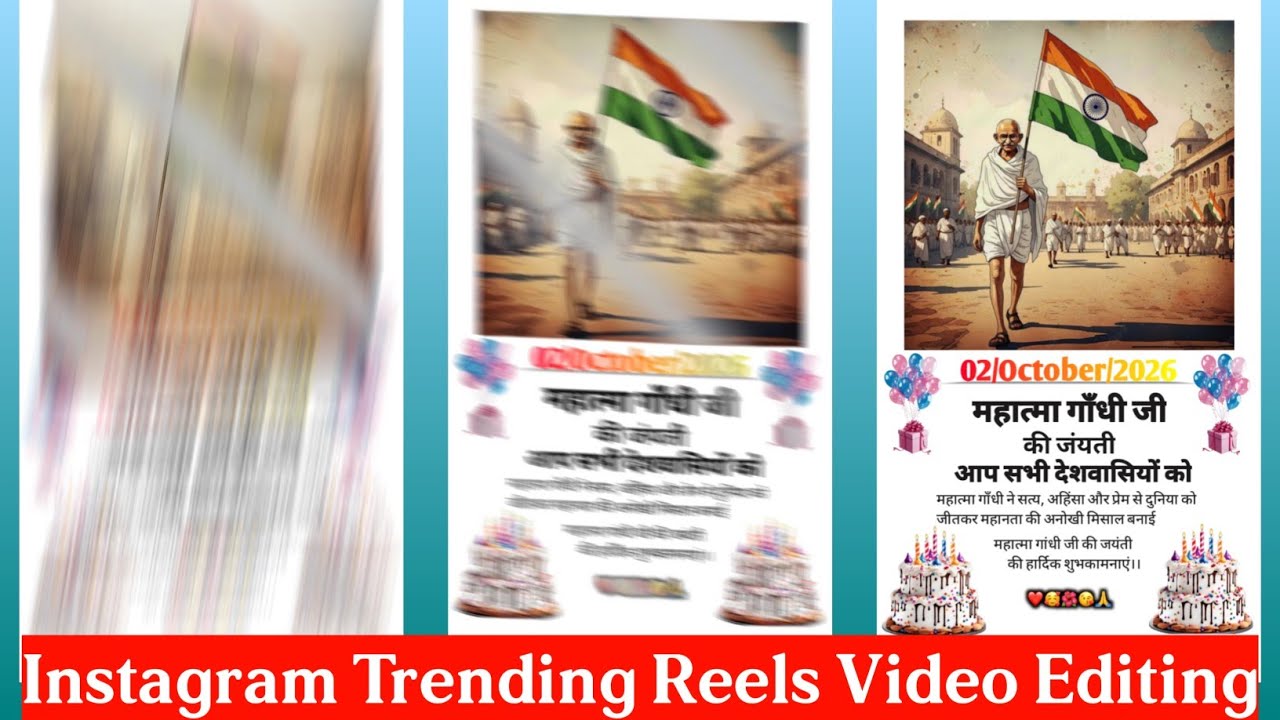 Gadhi Jayanti Trending Reels Video Editing | 02 October Special Editing | Mahatma Gandhi Status