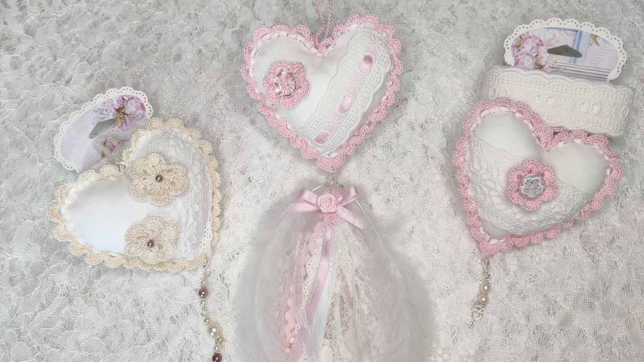 Tuto #coeur tissu et #crochet #shabby 🧶🪡❤️