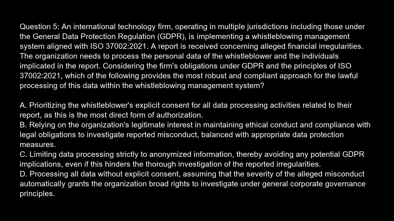 ISO 37002 2021   Whistleblowing Management Systems Free Practice Test video