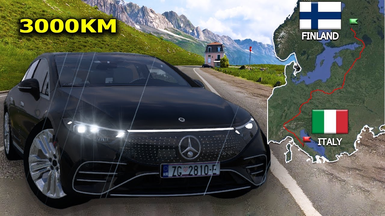 ETS2 Road Trip - Finland to Italy | Mercedes EQS 580 | Euro Truck Simulator 2