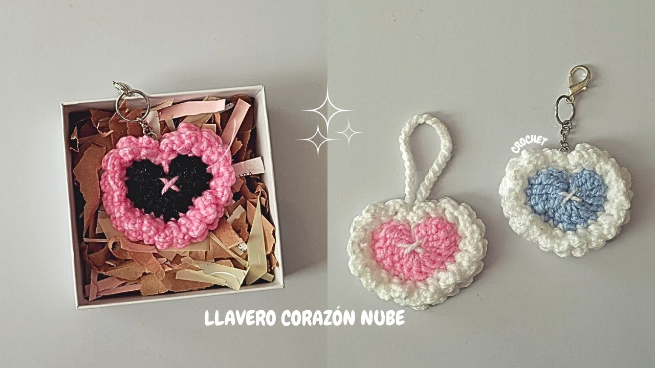 Llavero CORAZÓN 💓 NUBE | crochet fácil para principiantes paso a paso