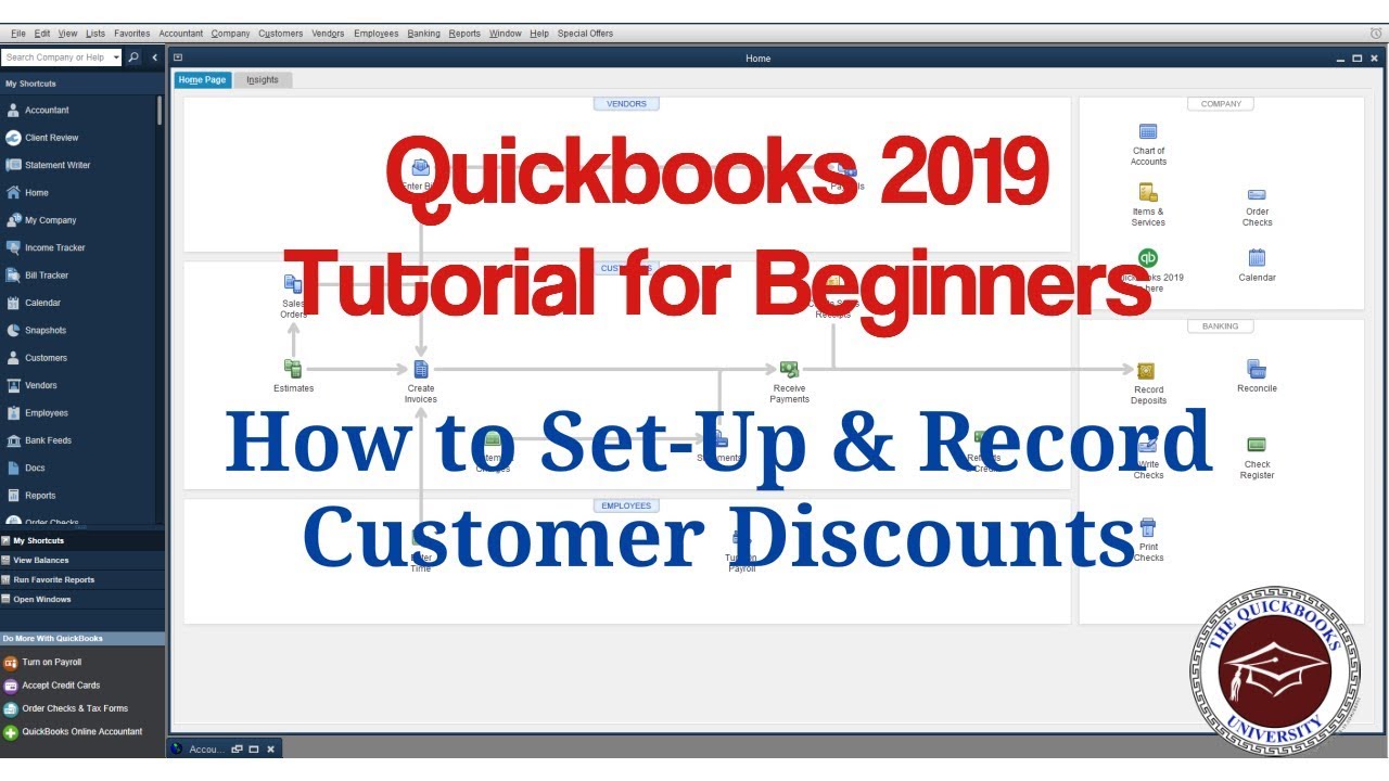 Quickbooks 2019 Tutorial for Beginners - How to Set-Up & Record Customer Discounts