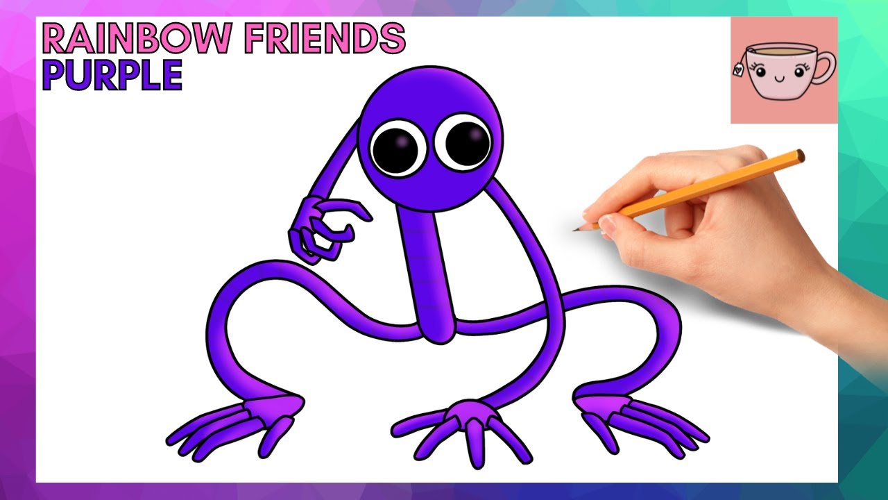 How To Draw Purple (Full Body) from Roblox Rainbow Friends | Easy Step By Step Drawing Tutorial