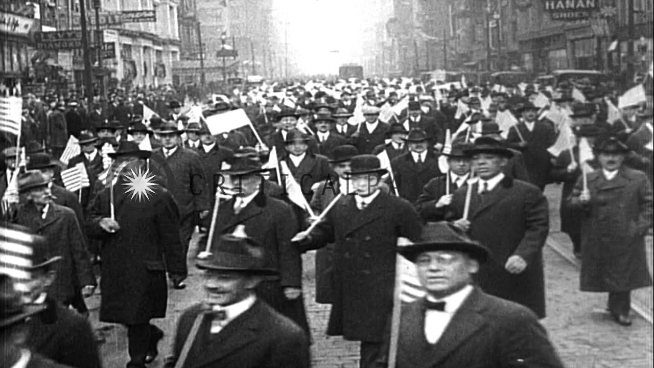 The president of AFL Samuel Gompers and delegates participate in the Labor Day Pa...HD Stock Footage