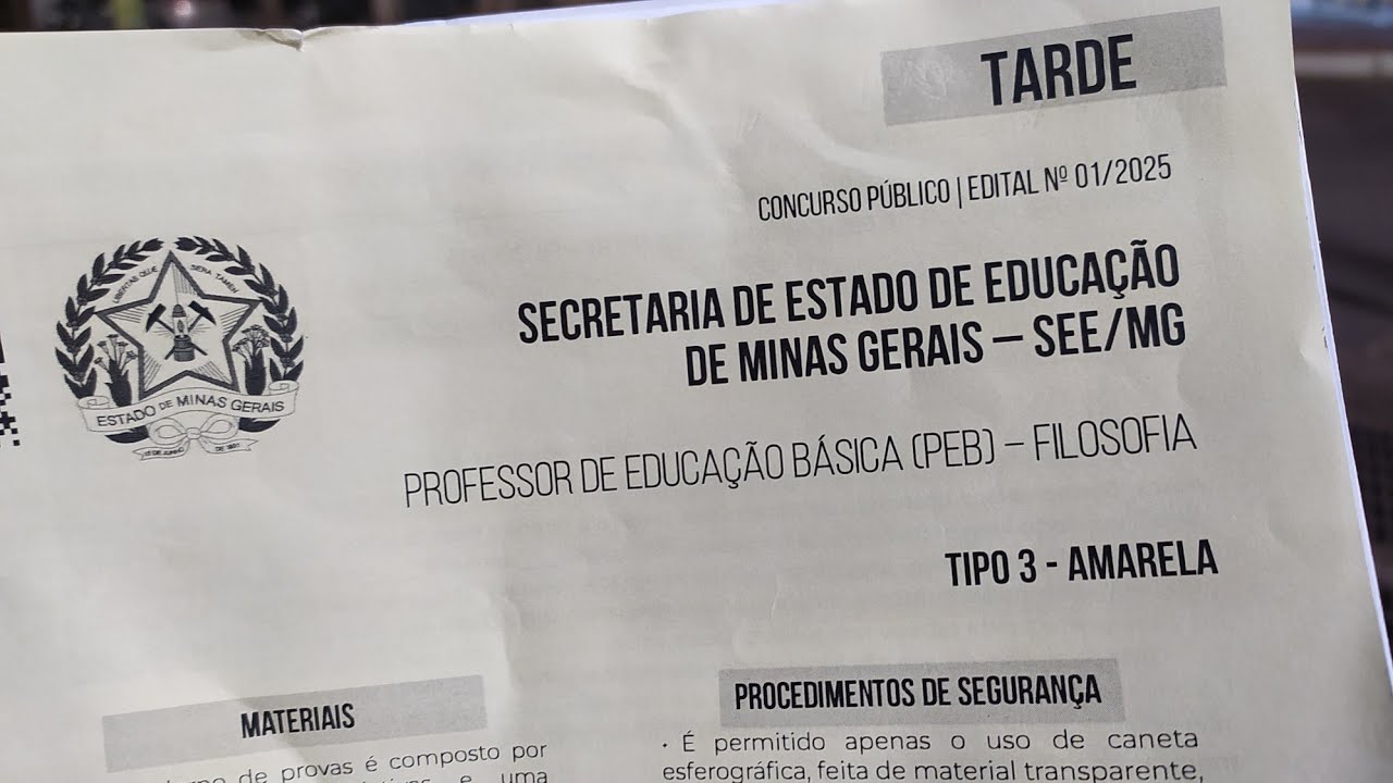 PROVA PROFESSOR SEE-MG 2025: Atualização! 