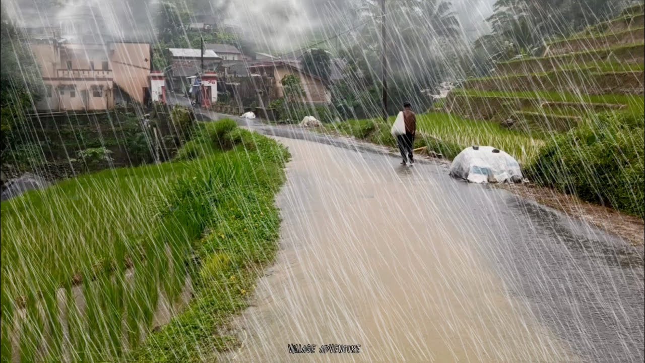 Super heavy rain in my village, Beware of floods and landslides in Indonesian mountain villages