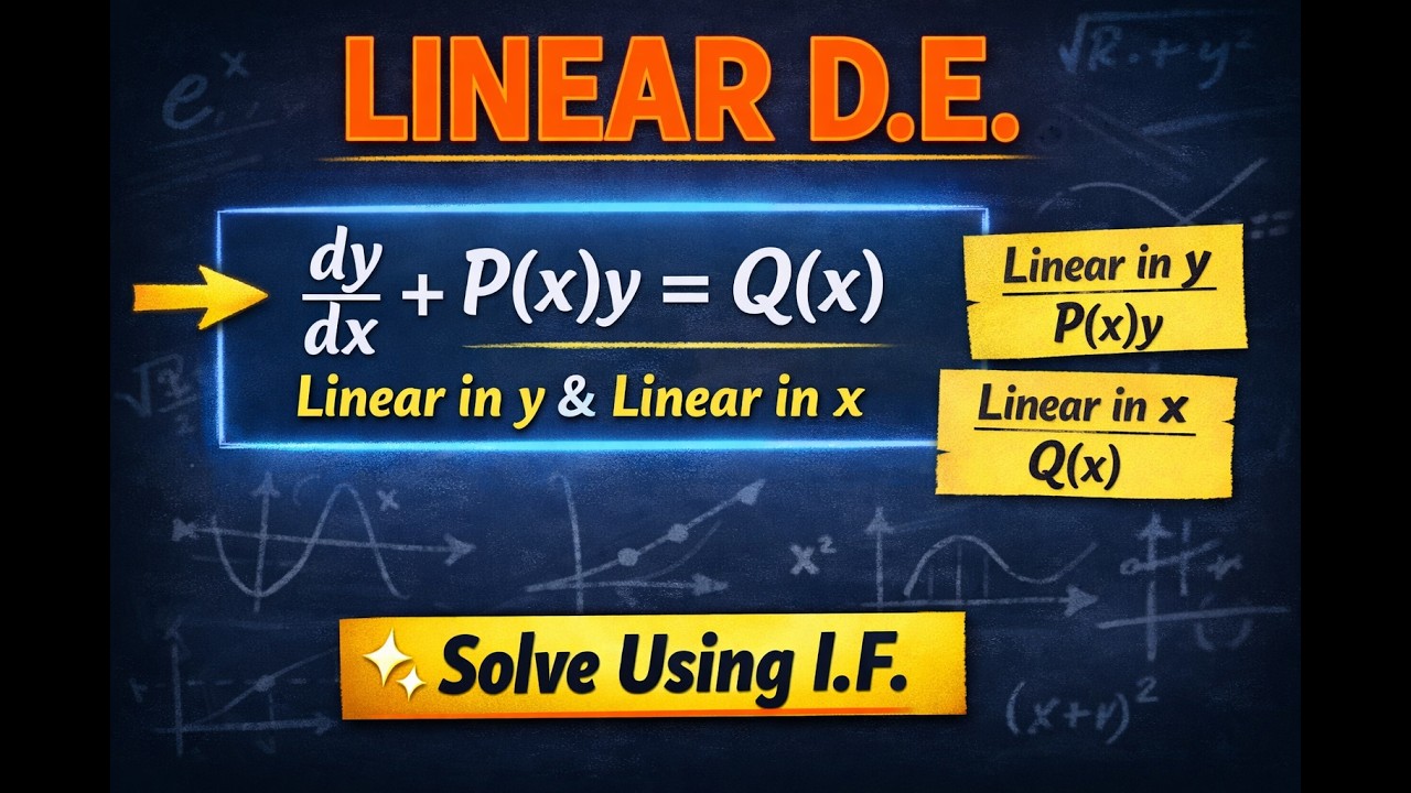 Linear First Order Differential Equation | Linear in y & Linear in x | Integrating Factor Method