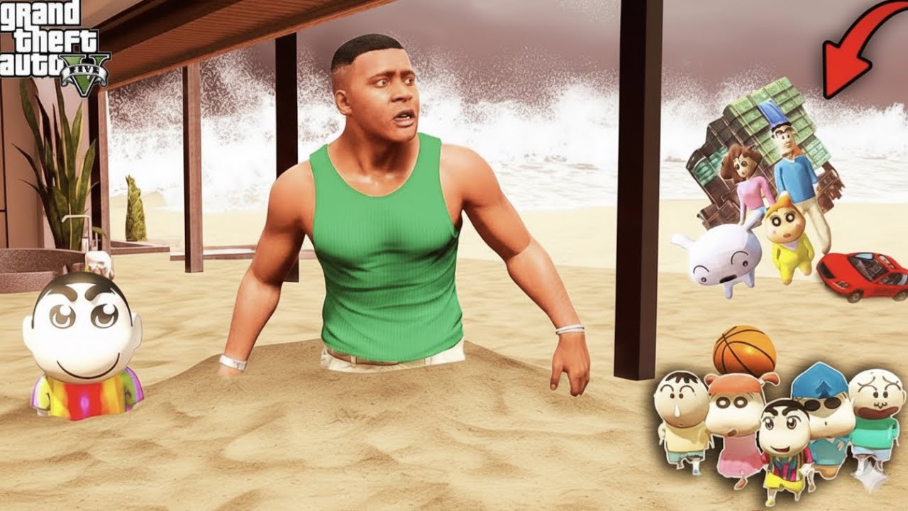 Franklin Survived Biggest Sand Storm And Found Lost Shinchan And His Friends In GTA 5 (GTA 5 Mods)