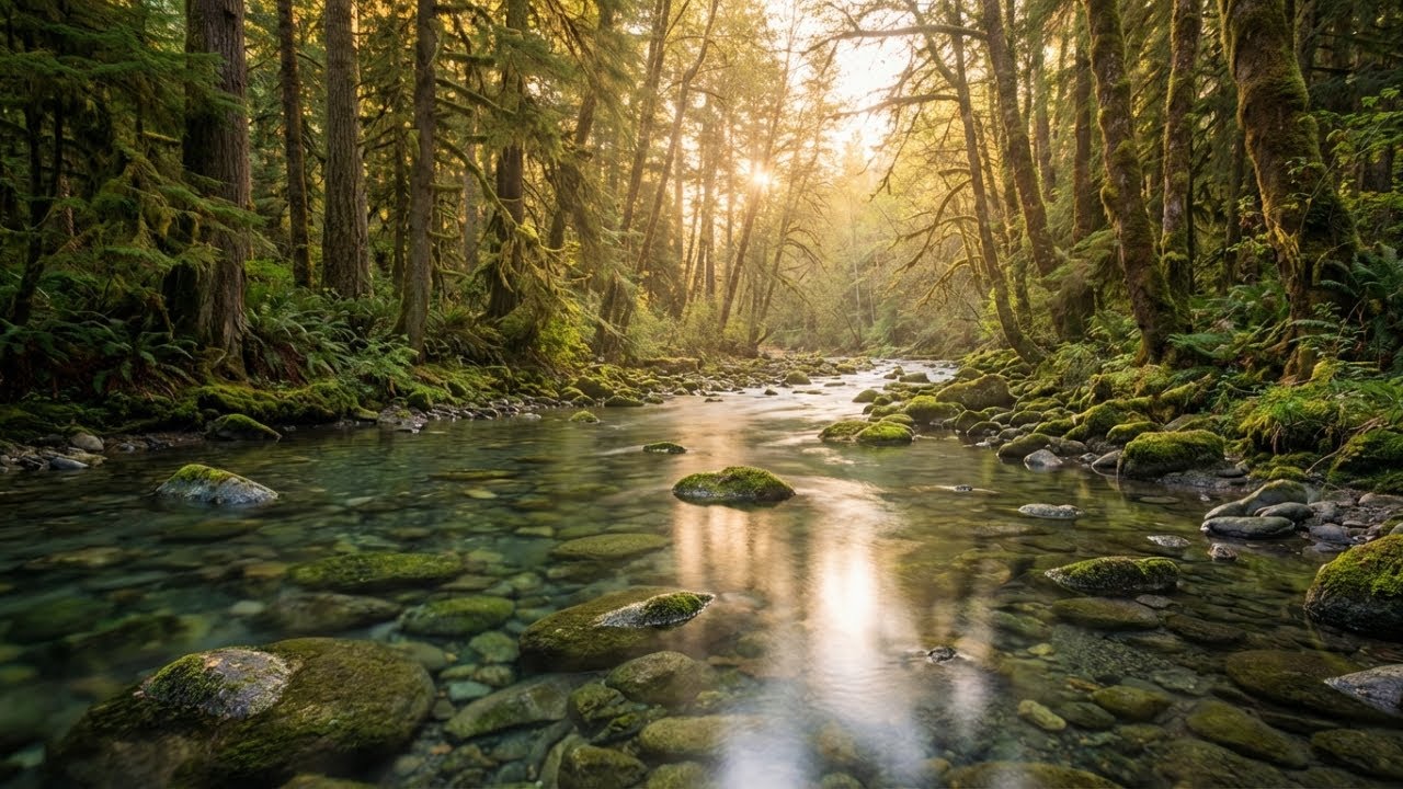 Serene Escape – Forest River Sounds in Misty Woods for Deep Relaxation 🌲💧