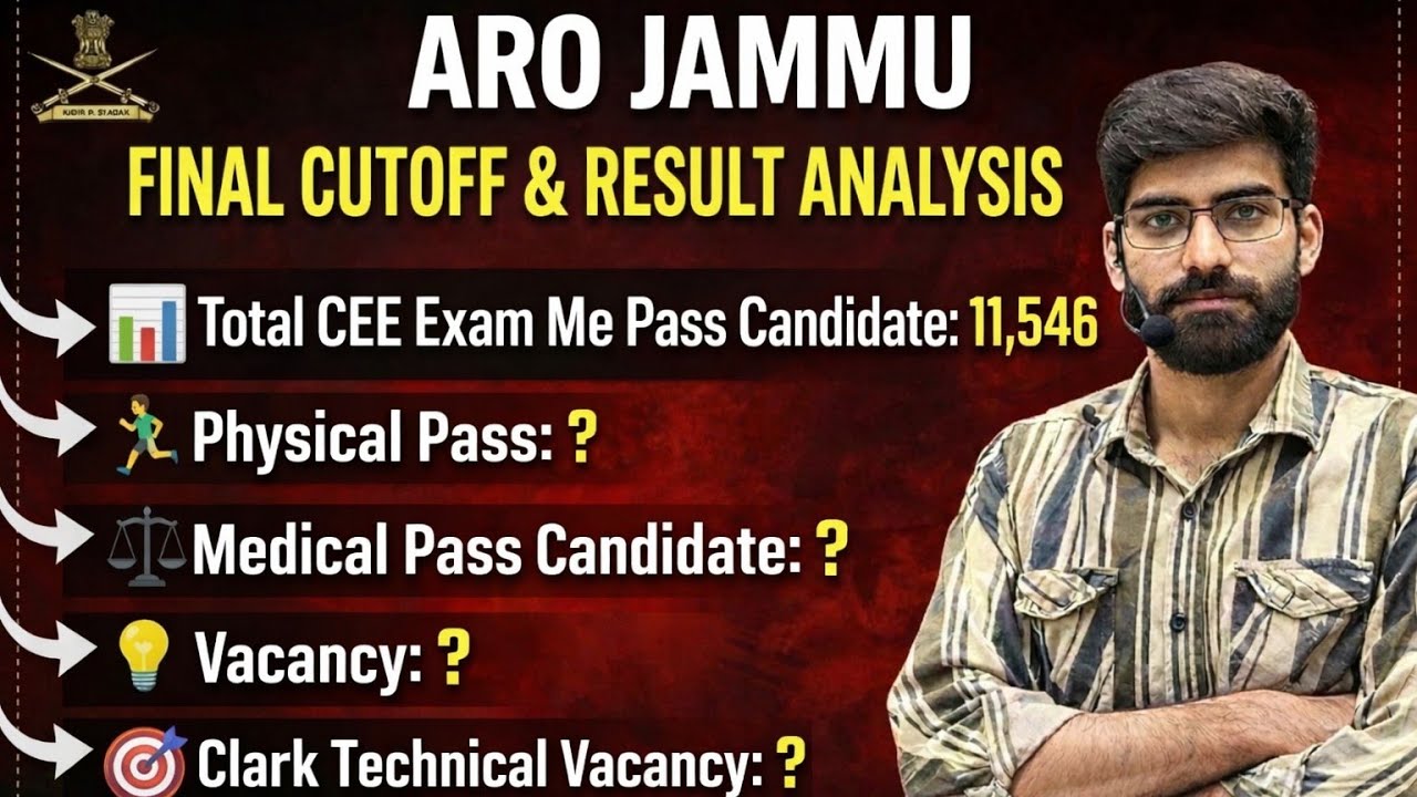 ARO Jammu Final Cut Off 😱 | 11,546 Pass Candidates | कितनी Vacancy आएगी? Result date ❓