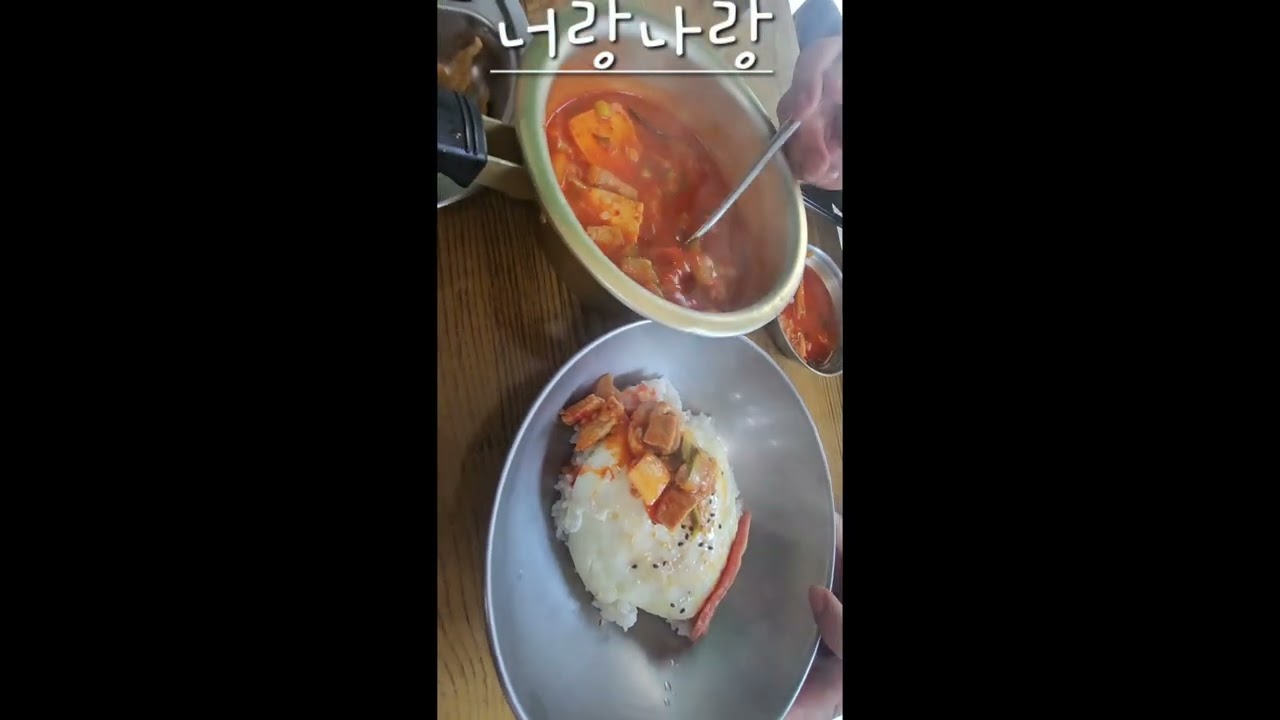 Tteokbokki, shrimp, gimbap, and pork