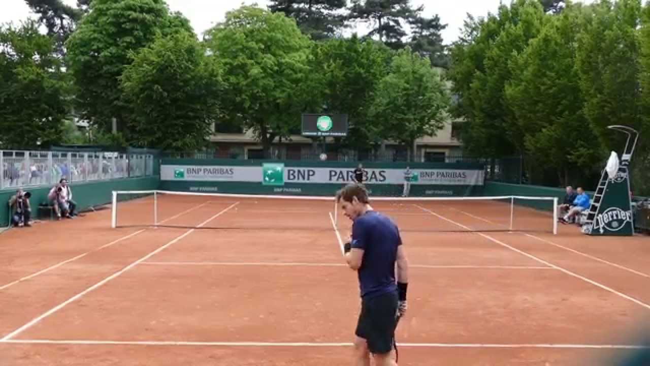 Andy Murray Hitting in court level view ᴴᴰ