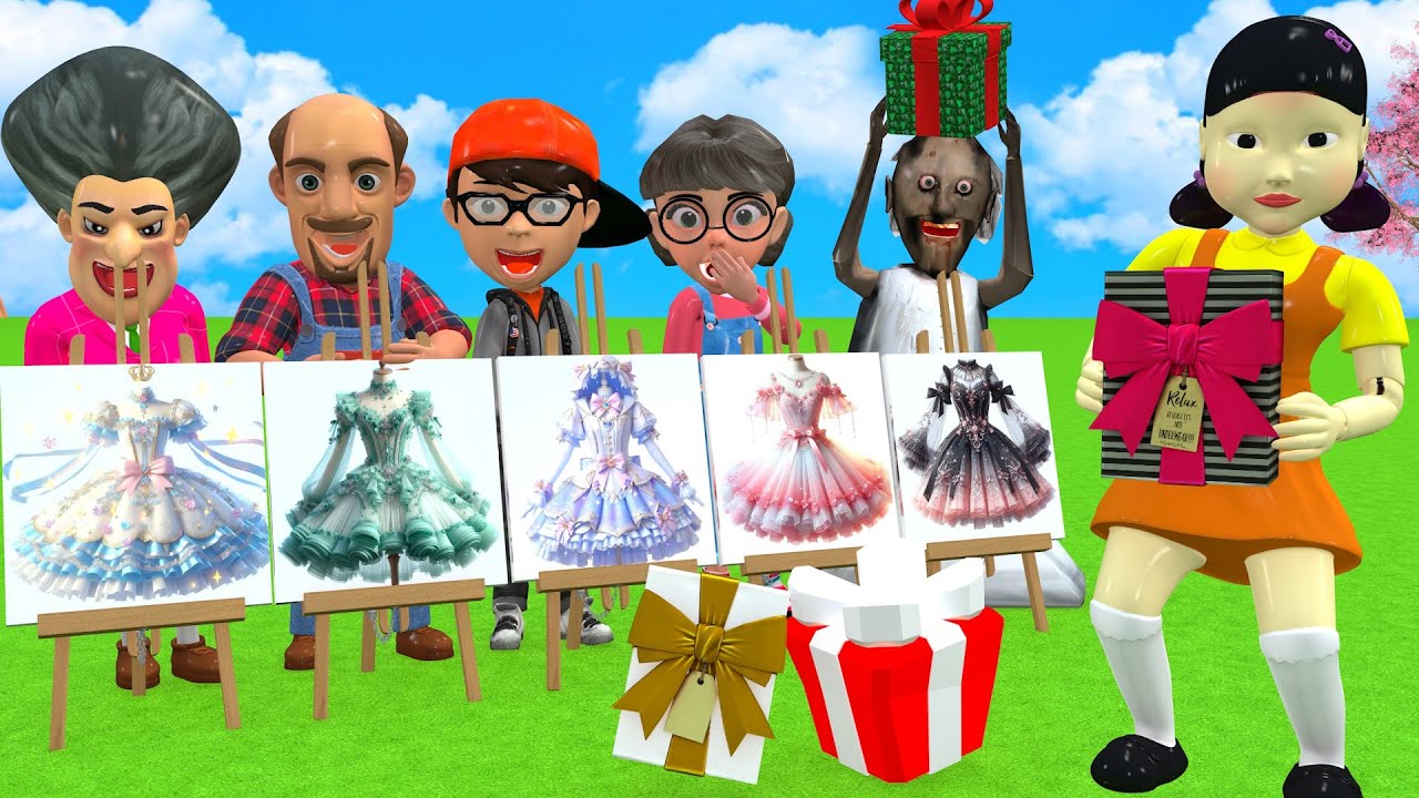 Scary Teacher 3D vs Squid Game Birthday Gift Beautiful or Faulty Dress & Dressing Room Challenge