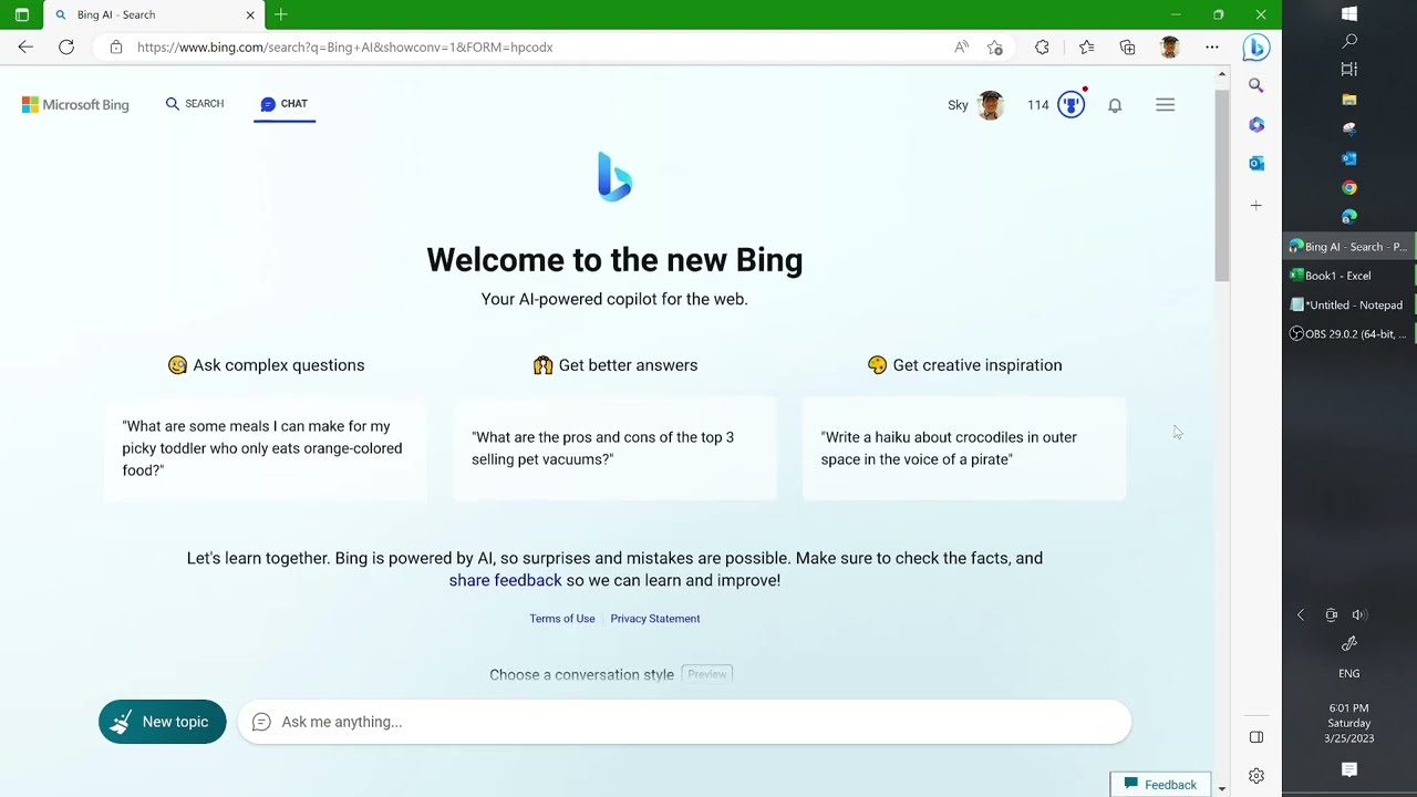 How to Populate Excel using Bing Chat GPT-4