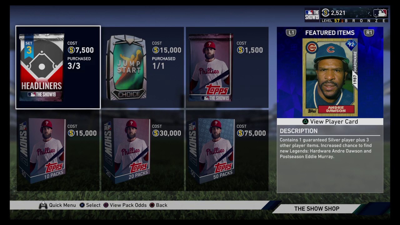 MLB&reg; The Show&trade; 19 New Headliner Packs!! New Legend Cards!