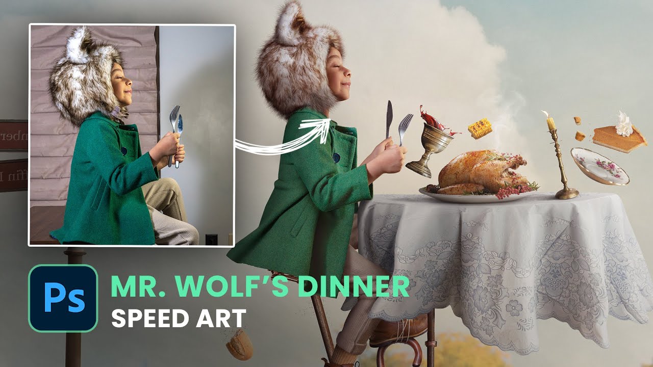 I Created a WHIMSY THANKSGIVING DINNER in Photoshop!