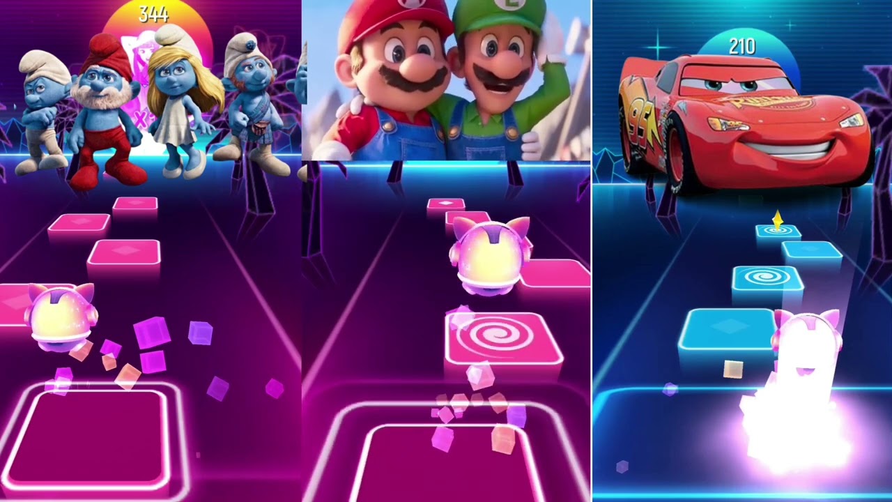 Smurfs vs Mario vs McQueen – EPIC Tiles Hop EDM Rush Battle 🎵🔥