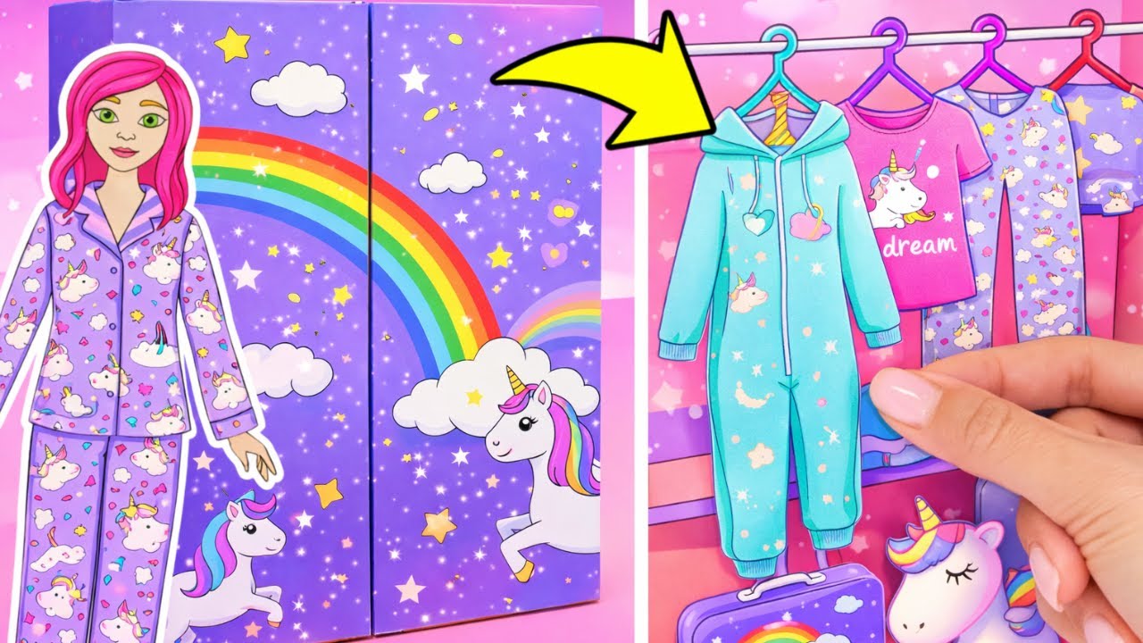 🦄🌈 Гардероб единорога для кукол! Волшебная бумажная мода и DIY ✨👗 🦄✨