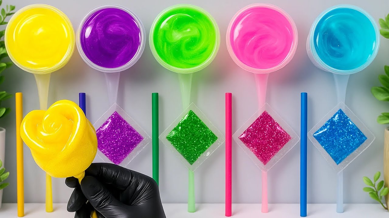 Creative Slime Art & Satisfying DIY Glitter Mix | Colorful Craft Fun⚡️🌈✨