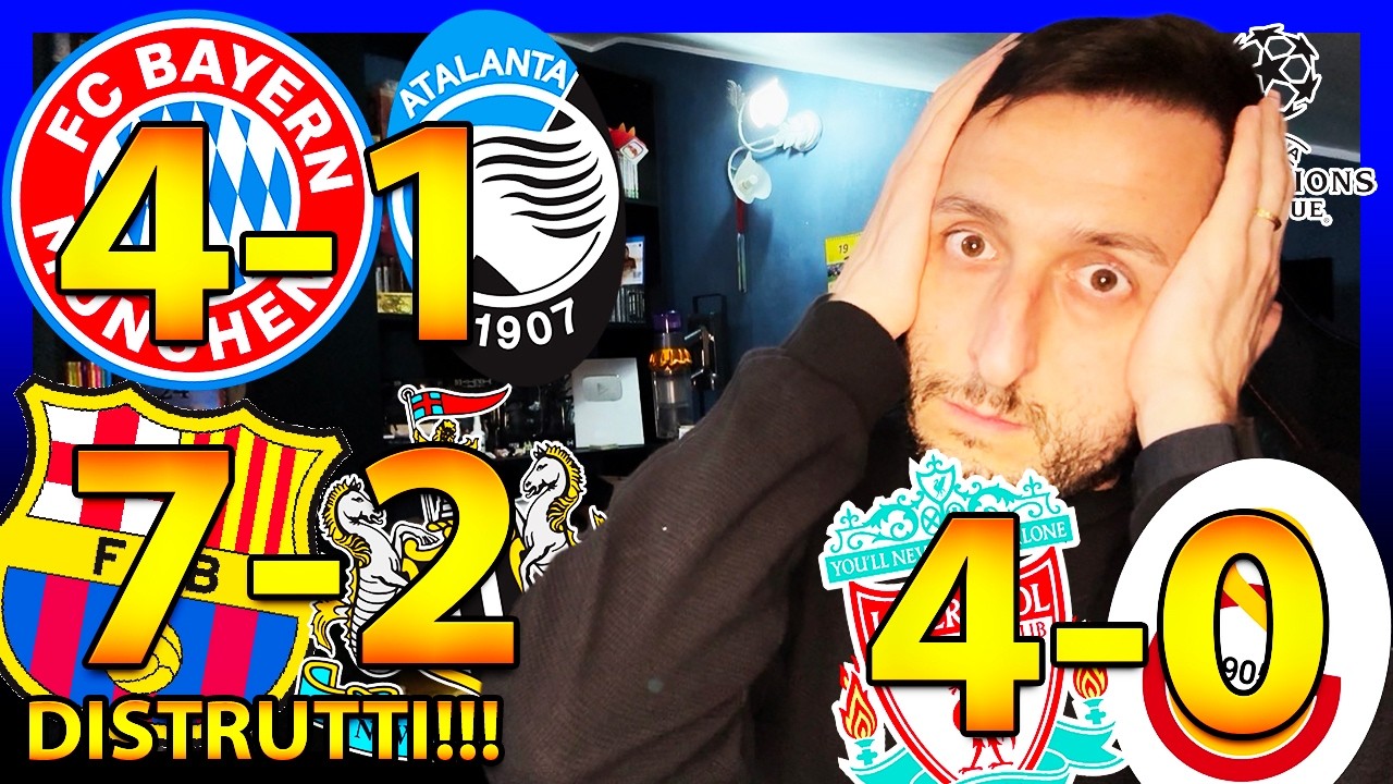 UN DISASTRO… BAYERN-ATALANTA 4-1, BARCELLONA-NEWCASTLE 7-2! LIVERPOOL-GALATASARAY 4-0!