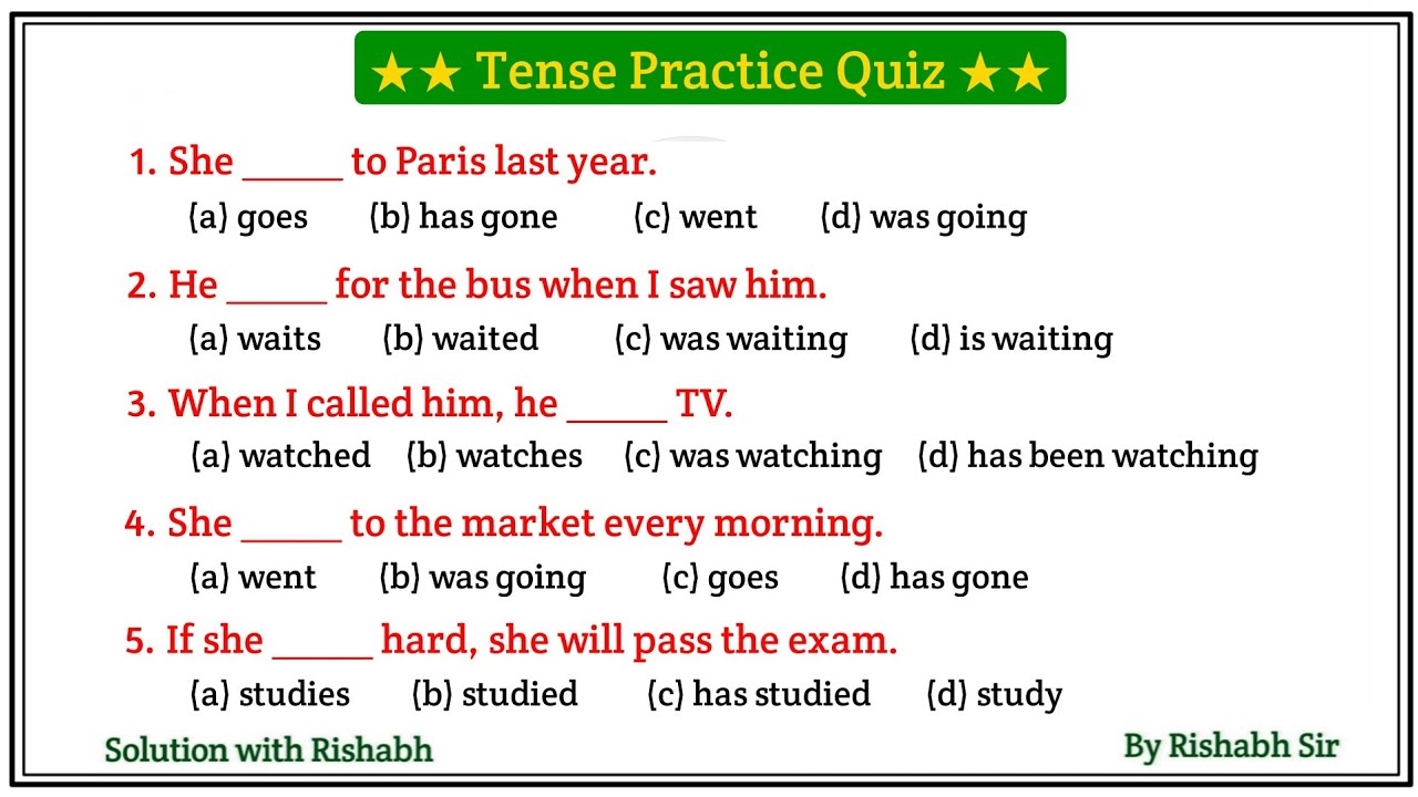 Tense practice test | Tense practice questions ssc | Tense in english grammar | Tense mcq test