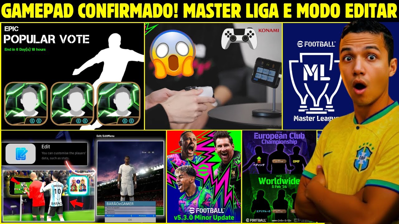 🚨 BOMBA! GAMEPAD CONFIRMADO! MASTER LIGA, MODO EDITAR, UPDATE 5.3, NOVIDADES EFOOTBALL 2026