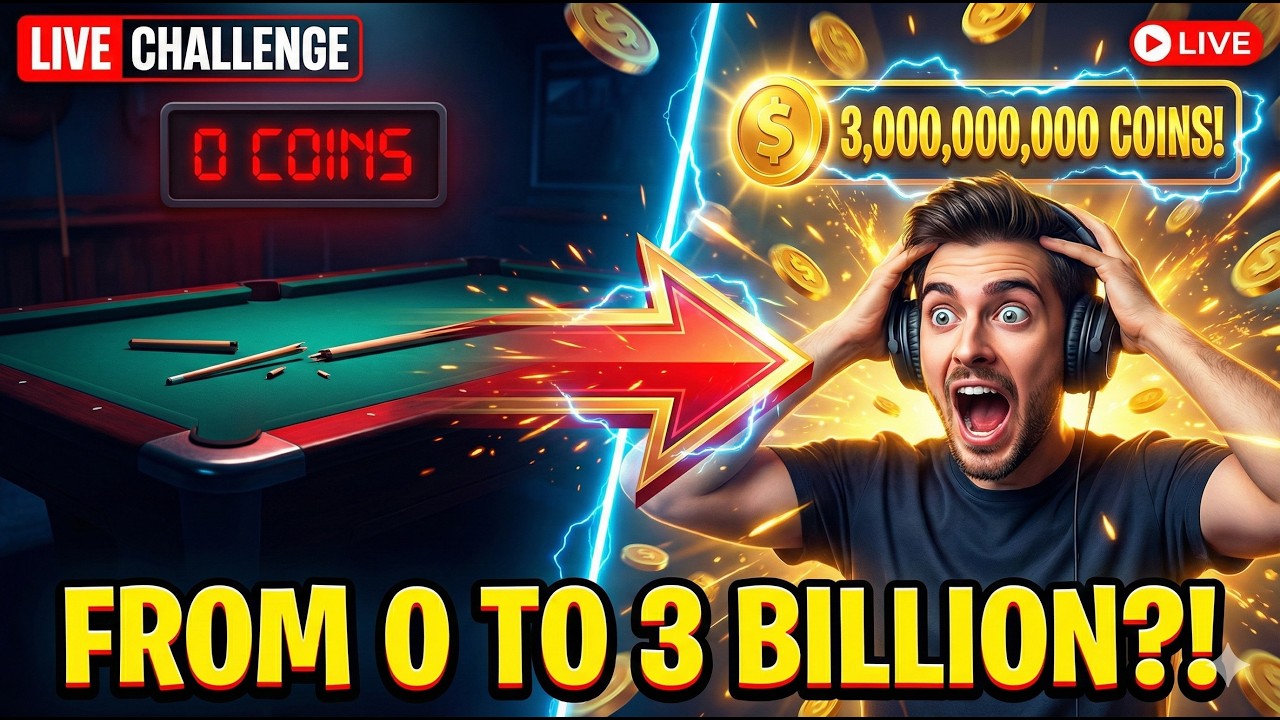 💰 FROM 0 TO 3 BILLION COINS LIVE?! | The Ultimate 8 Ball Pool Challenge 🔴🔥