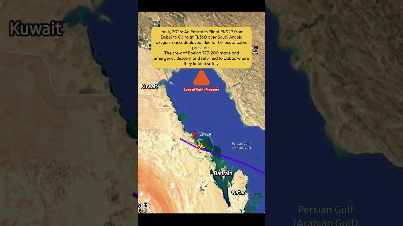 Emirates ✈️ Dubai 🇦🇪 Cairo 🇪🇬 Flight EK929 - Oxygen Masks Deployed Due To The Loss Of Cabin Pressure
