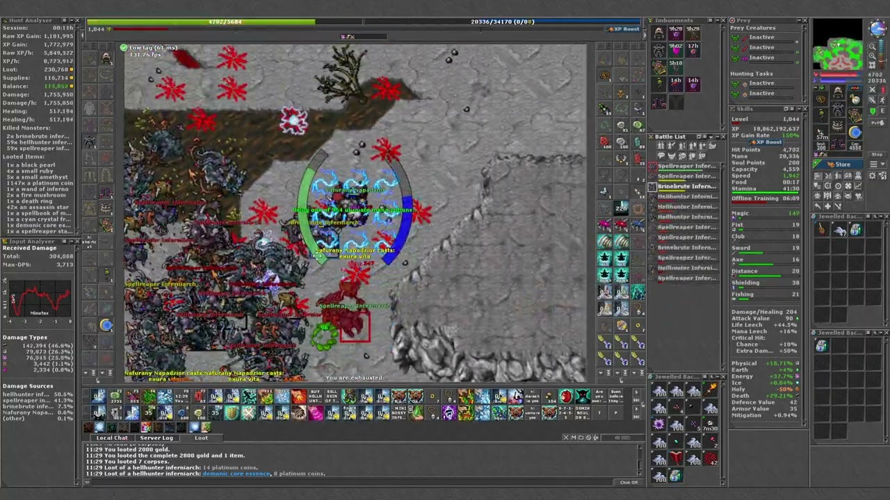 TIBIA SOLO DRUID - AZZILON CASTLE -4 CATACOMBS(7.2KK / 1.75KK RAW)