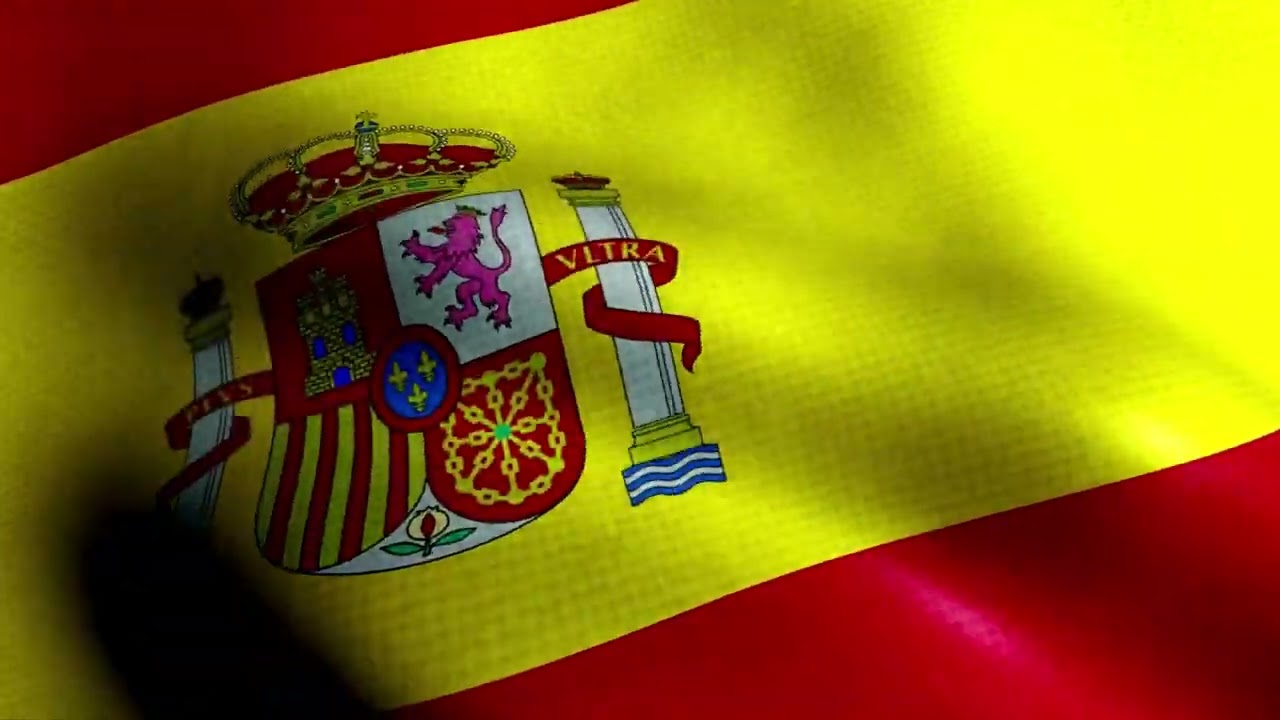 [10 Hours] Spanish Flag Waving - Video & Audio - Waving Flags
