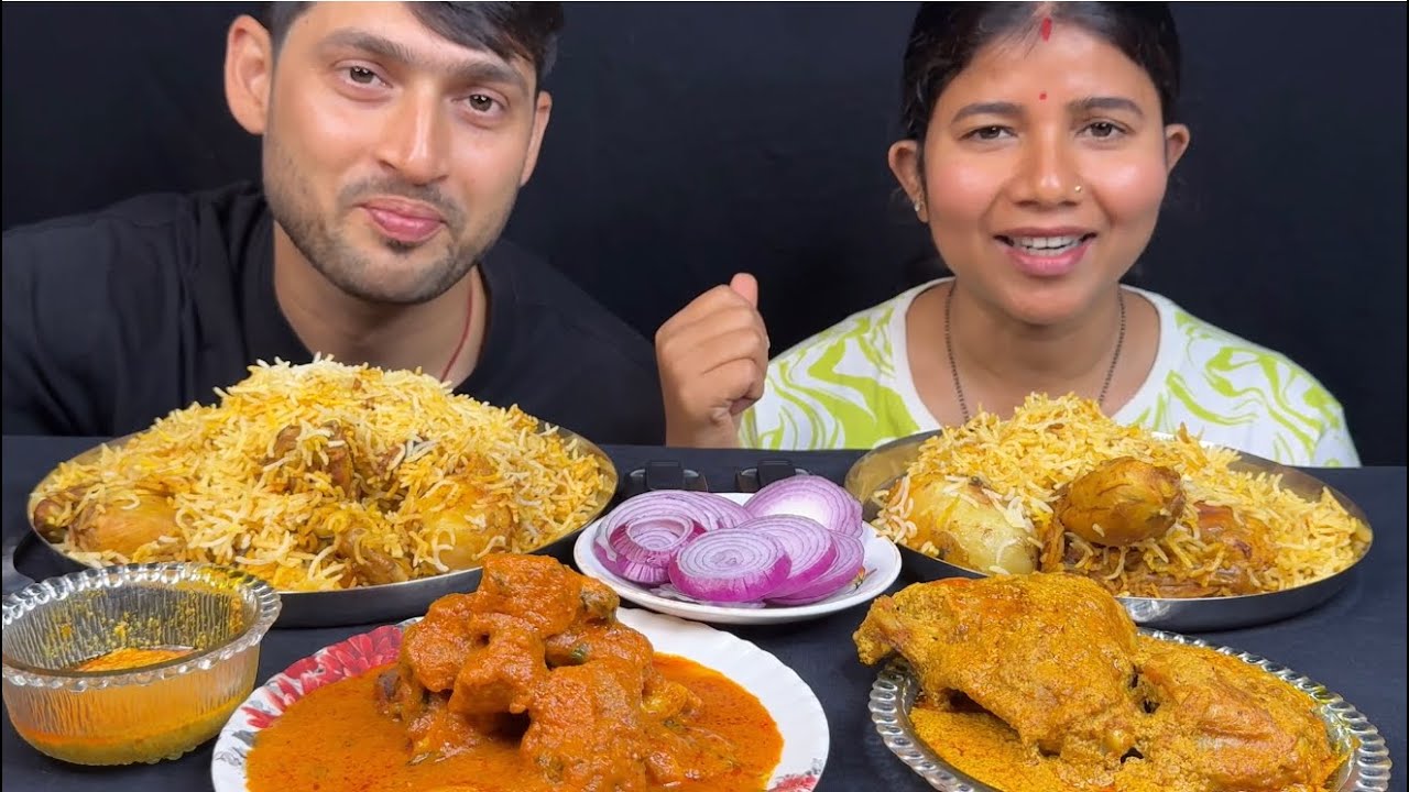 Eating Chicken Biriyani,Chicken Chap And Chicken Tikka Masala #food #viral #viralvideo #asmr #foodie