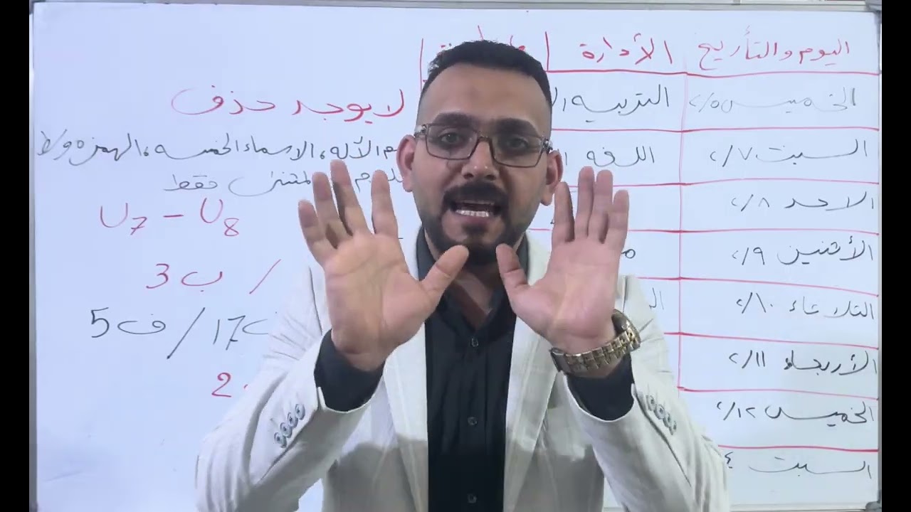 الجدول والحذوفات ان وجدت 