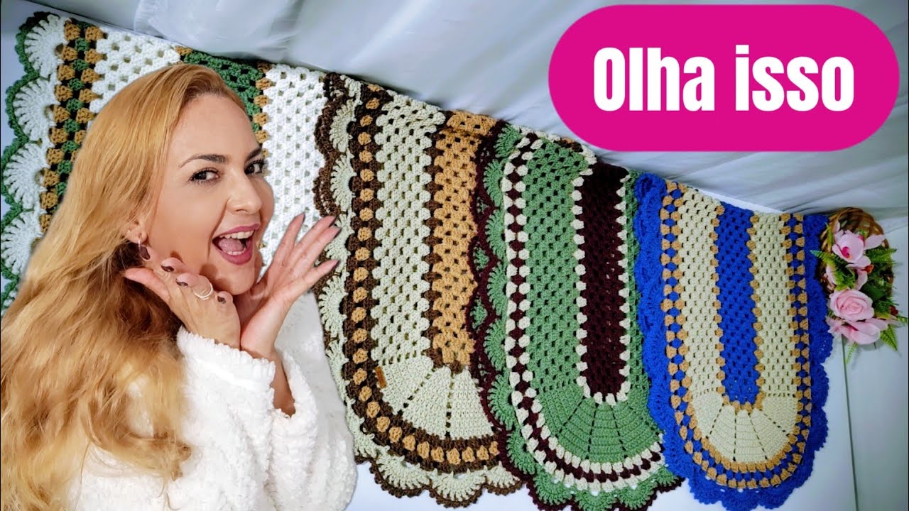 COLEÇÃO/ VEM SE INSPIRAR ✨🩷JOGO DE PASSADEIRA🧶#croche #coleção #jogodecozinha 