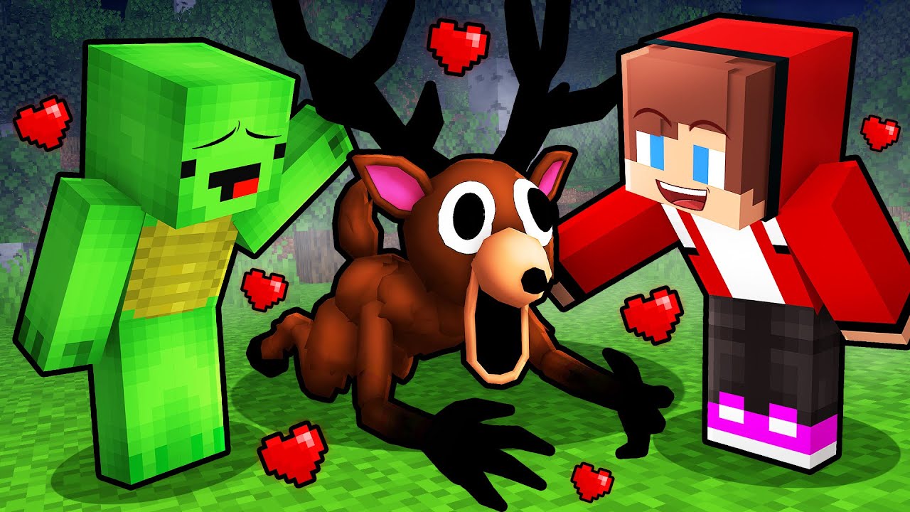 Джей-Джей и Майки приручили оленя из игры «99 ночей в лесу» в Minecraft — Maizen