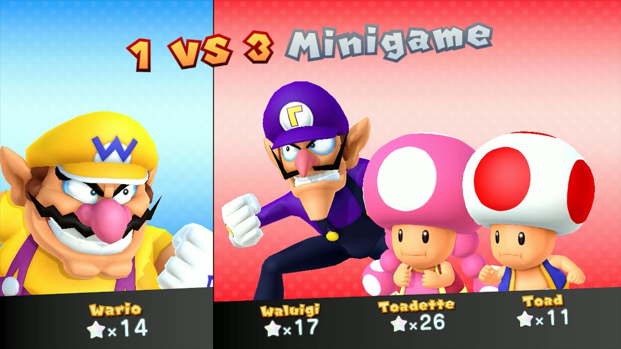 Mario Party 10 - Waluigi vs Wario vs Toad vs Toadette - Chaos Castle