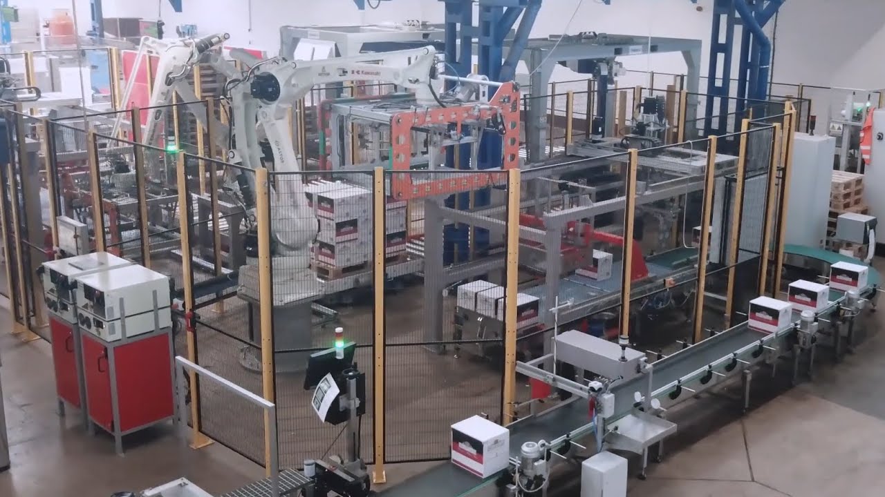 TES STM GROUP 4 paired robotic palletizing cells for 4 filling lines in alcohol producer in Poland