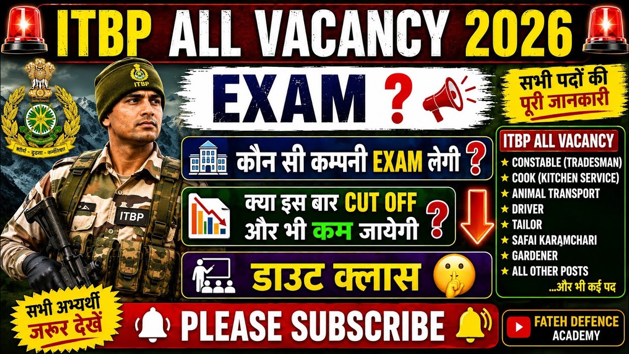 ITBP All Vacancy 2026 Latest Update 🔥 Exam Agency & Expected Cut Off | Full Details | ITBP exam Date