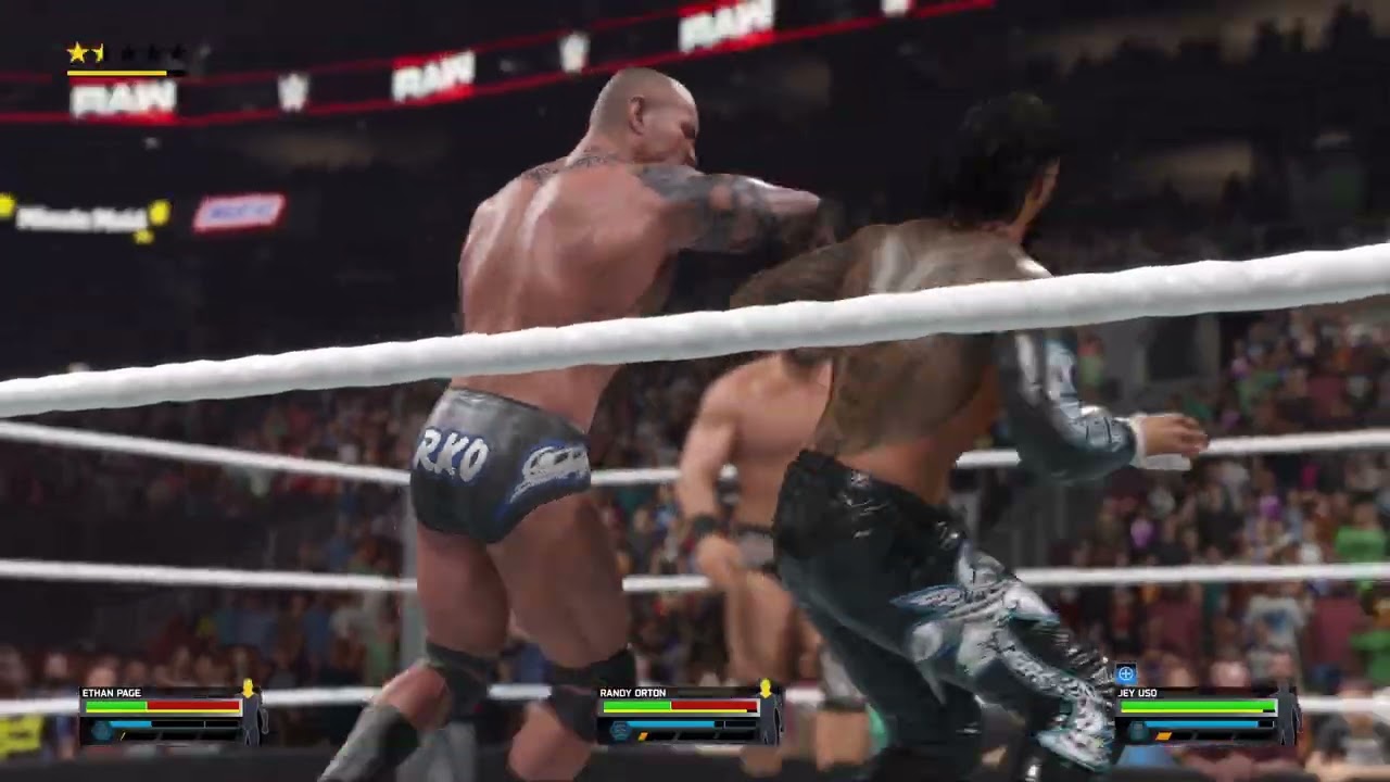 Raw  randy ortan  wins triple threat