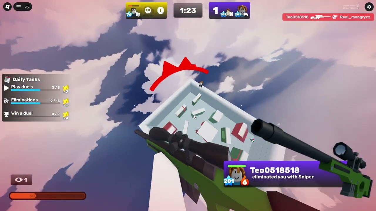 Hraju Roblox Rivals Bunny Sniping