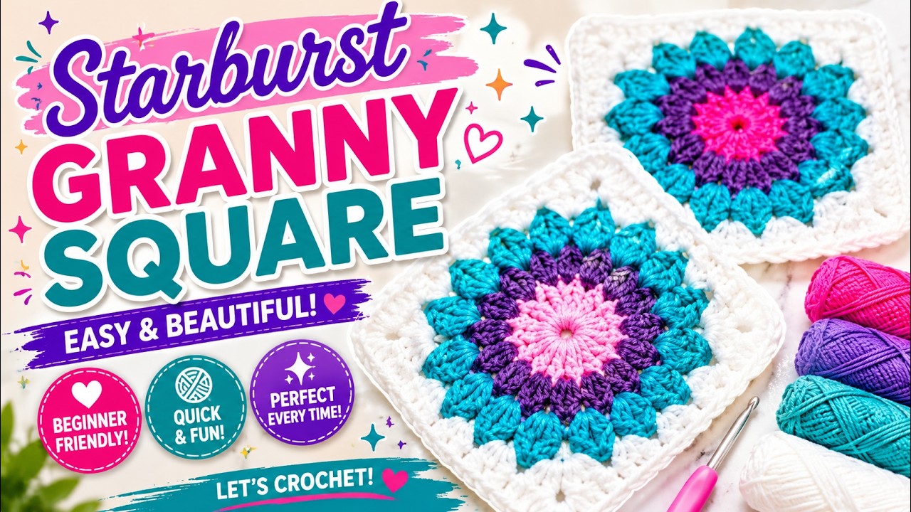 Starburst Granny Square Crochet Tutorial for Beginners | DIY Crochet Granny Square