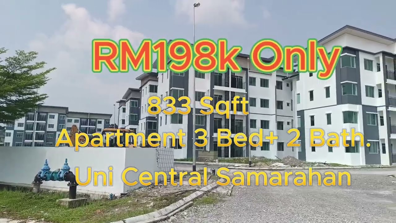 RM198k Uni Central Apmt 833 sqft                  3 bedroom+ 2 bathroom Samarahan